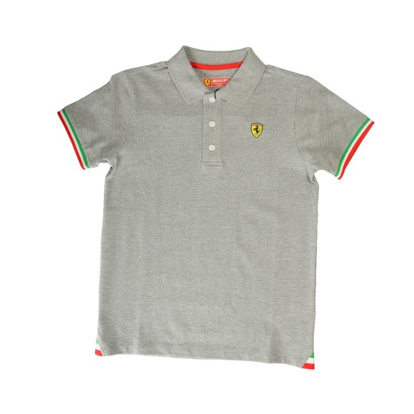Scuderia Ferrari Kid "Ita Tricolor Flag Piquet" Gray Polo Shirt 2/3 Years - Picture 1 of 4